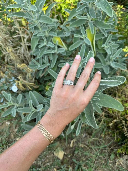 Bague 52 Bague or blanc diamants 1950 58 Facettes