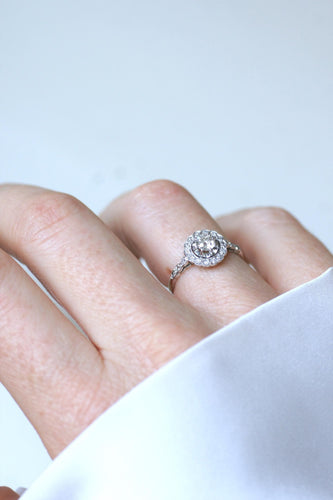 Bague 49.5 Bague Marguerite Art Deco Diamants sur Platine 58 Facettes