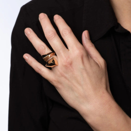 Bague 52 Bague sculpturale Bypass Estate 18k Or Rose Large Cocktail Band Bijoux 58 Facettes G13737