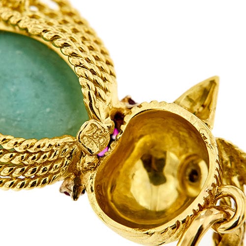 Pendentif Pendentif perroquet avec turquoise, rubis et diamant 58 Facettes 38352