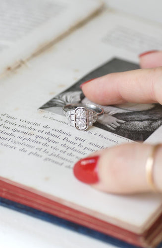 Bague 53.5 Bague Art Déco Diamants sur Or et Platine 58 Facettes