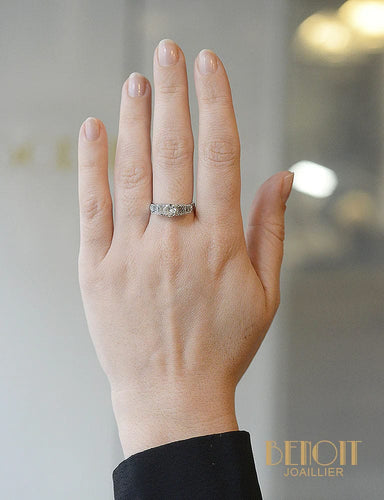 Bague 53 Jarretière Diamants Taille Ancienne et Baguettes 58 Facettes A8916