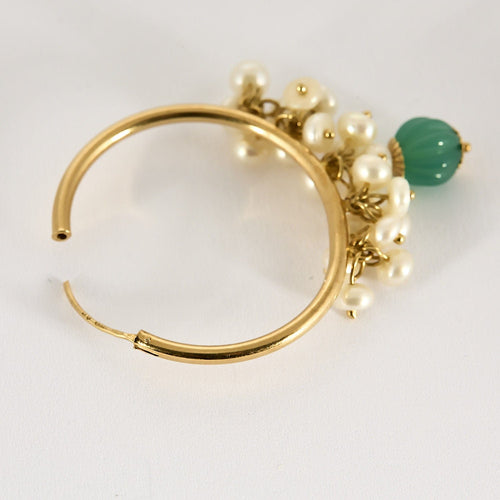 Boucles d'oreilles Boucles d'oreilles en or jaune et Chrysoprases 58 Facettes PER0470