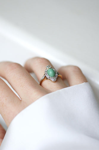 Bague 57 Bague Belle Epoque Turquoise Entourage Diamants 58 Facettes