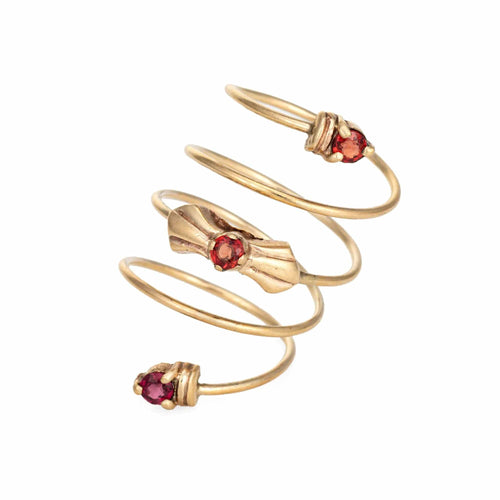 Bague Bague vintage en or jaune 10 carats avec saphir orange et anneau large de 6,5 mm 58 Facettes G12490