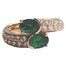 Bague Duo Ring of Emeralds and Diamonds Pink Gold 58 Facettes