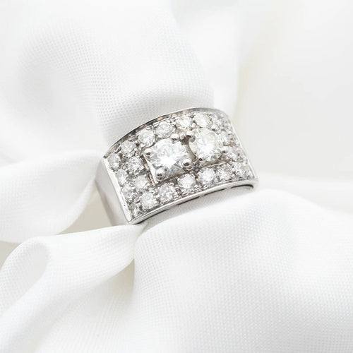 Bague Bague en or blanc 1,64 carat avec diamants 58 Facettes