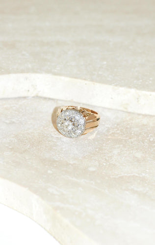 Bague Bague Dôme en diamants, or rose et platine des années 40 58 Facettes