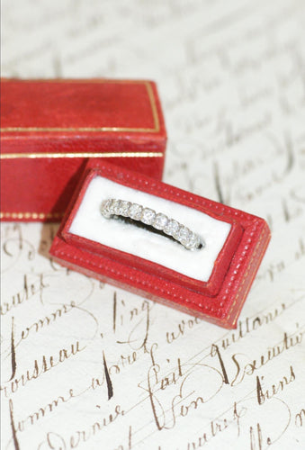 Bague 51.5 Alliance Tour Complet or blanc, diamants 1,00 Ct 58 Facettes