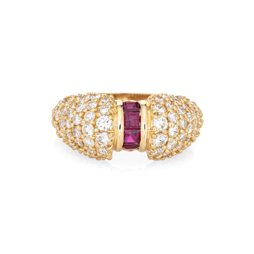 Bague 50 Bague vintage en or jaune avec diamant rubis 1 carat 58 Facettes G12263