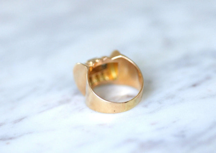 Bague 58 Bague Tank or rose, platine et diamants 58 Facettes