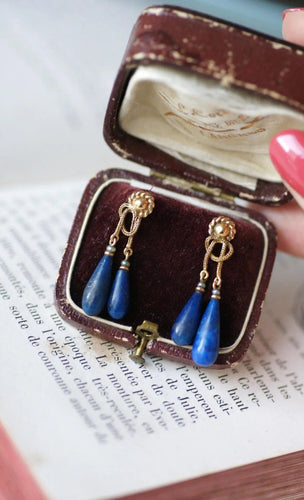 Boucles d'oreilles Boucles d'Oreilles Goutte Lapis Lazuli sur Or Jaune 58 Facettes