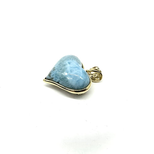 Hanger hart geelgoud en larimar 