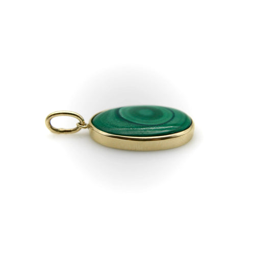 Pendentif Pendentif cercles concentriques en malachite Signature en or 14 carats 58 Facettes