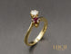 Bague 52 Toi et Moi Contemporain or jaune diamant rubis 58 Facettes A10735