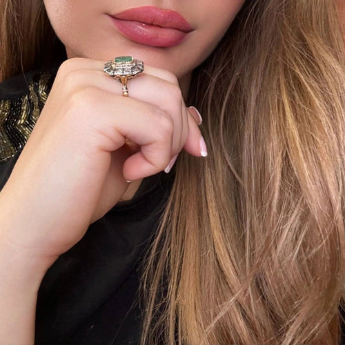 Bague 52 Bague Ancienne Or jaune Émeraude Diamants 58 Facettes 80-GS33465-02