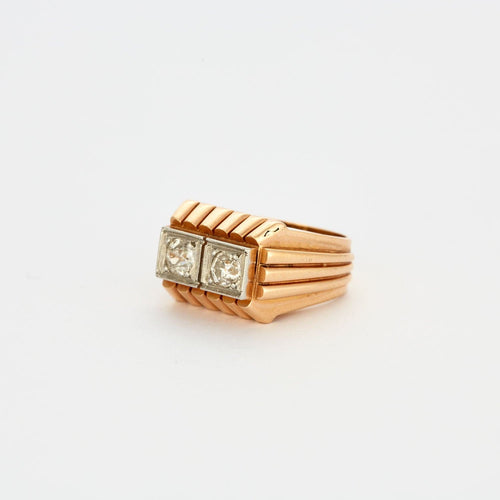 Bague 48 Bague chevalière godronnée diamants 58 Facettes 31300515