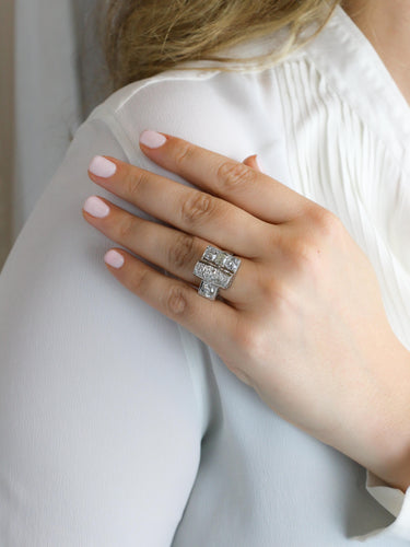 Bague 54 Bague pont diamants taille ancienne 58 Facettes 1153.15