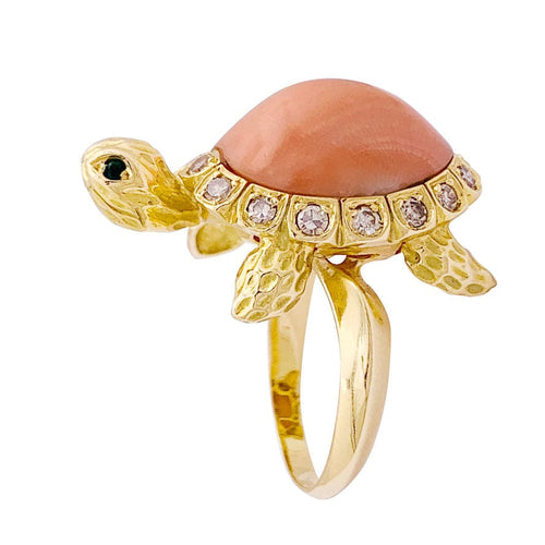 Bague 55 Bague Van Cleef & Arpels, "Tortue", or jaune, diamants, corail. 58 Facettes 33887