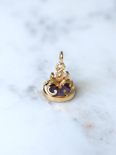 Pendentif Pendentif Sceau Améthyste Intaille Armoirie Ecclésiastique sur Or Jaune 58 Facettes