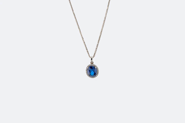 Collier Oro Bianco Collier en or blanc avec saphir et diamants 58 Facettes COL205