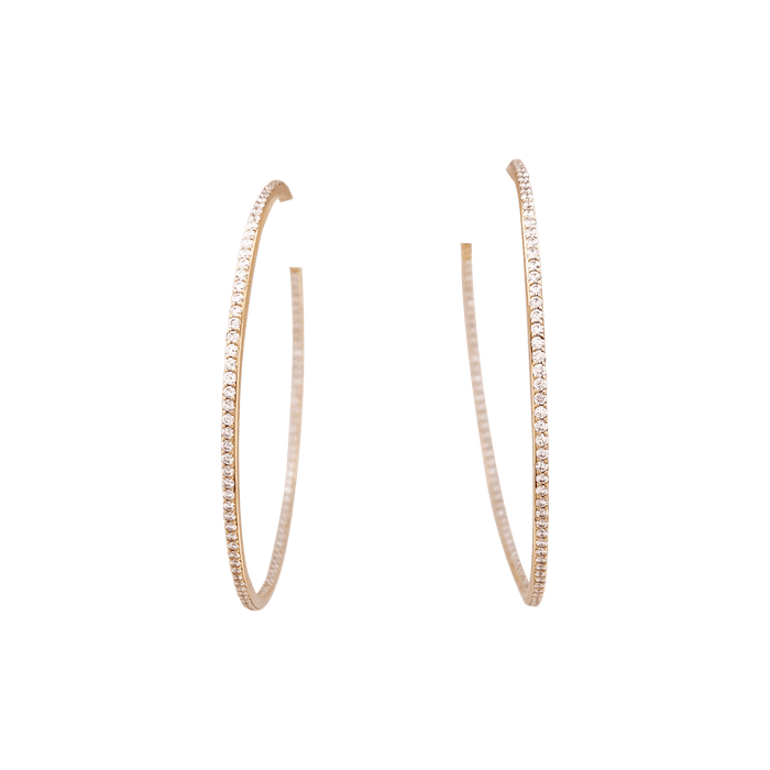 Boucles d'oreilles Créoles Messika " New Gatsby" or rose, diamants. 58 Facettes 34231