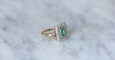 Bague émeraude colombienne double entourage diamants 58 Facettes