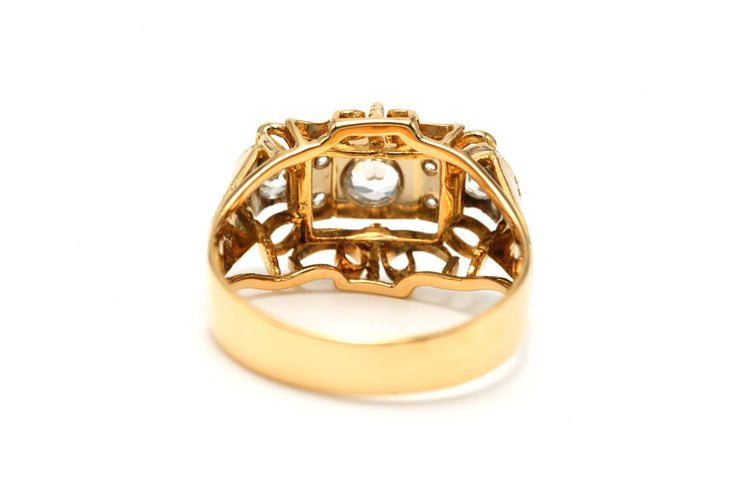 Bague 57 Bague Art Déco or jaune, saphirs blancs 58 Facettes 22802