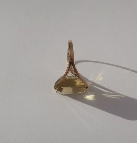 14 ayar pembe altın 13 karat sitrin kokteyl yüzüğü 