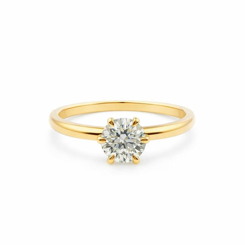 Bague 57 Bague solitaire en or jaune avec un diamant naturel. 58 Facettes 50351