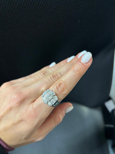 Bague 56 Bague Art Déco Platine et Diamants 58 Facettes