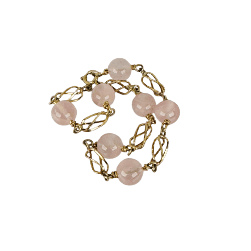 Bracelet Bracelet en or jaune orné de quartz rose, un bijou d'une beauté exceptionnelle. 58 Facettes 2508034