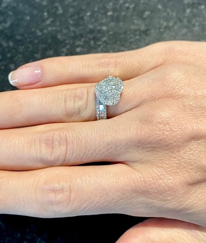 Bague 53 Bague en forme de coeur or blanc diamants 58 Facettes