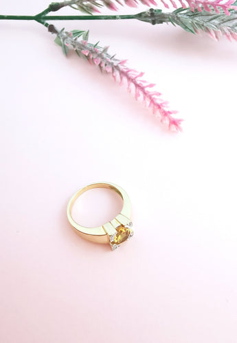 Bague 55.5 Bague Citrine et Diamants Or 18 K 58 Facettes AA 1663