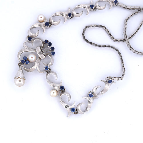 Collana vintage '60 perle zaffiri 58 Facettes