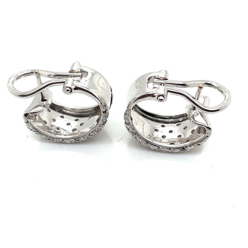 Boucles d'oreilles Paire de Demi-Créoles Diamants Or Blanc 58 Facettes
