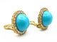 Boucles d'oreilles Paire de boucles d’oreilles or jaune, turquoises et diamants 58 Facettes