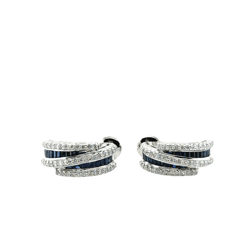 Boucles d'oreilles Boucles d’oreilles or blanc - Saphirs et Diamants 58 Facettes 1.0000398/2