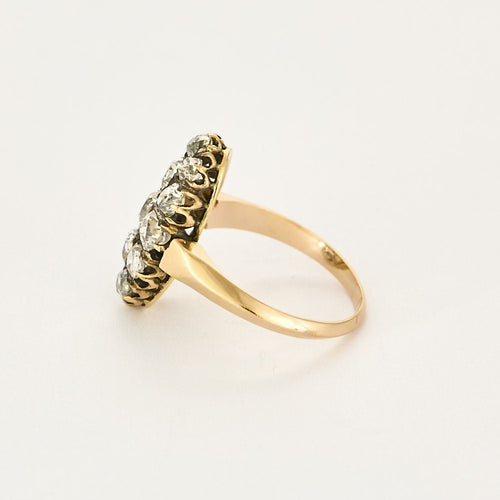 Ring aus doppelt silber und Diamanten gefasstem Gelbgold 