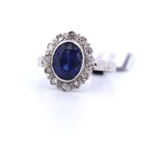 Bague 53 Bague en platine, saphir et diamant 58 Facettes