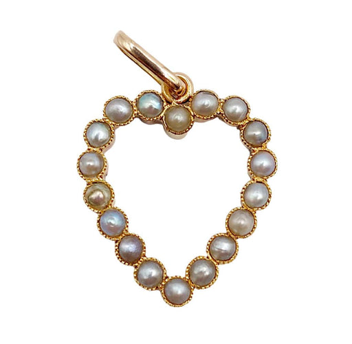 Pendentif Pendentif antique or jaune cœur et perles 58 Facettes A05499
