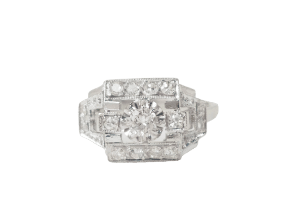 Bague 53 Bague Art Déco en platine et diamants 58 Facettes 33425
