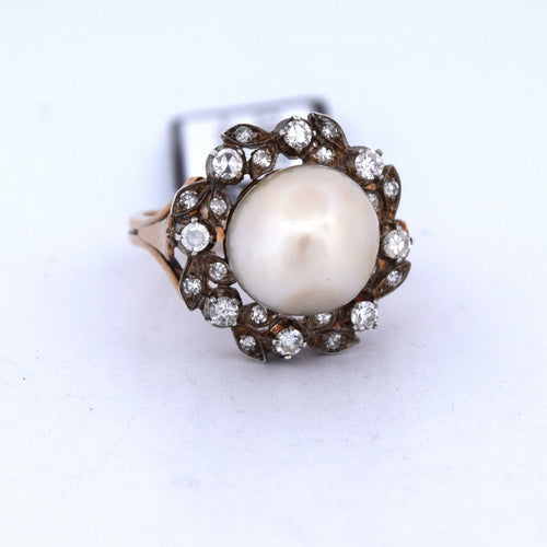 Bague 53 Bague victorienne antique en perles et diamants 58 Facettes