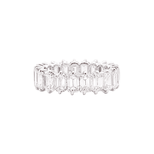 Bague 55 Alliance or blanc, diamants taille émeraude. 58 Facettes 34381