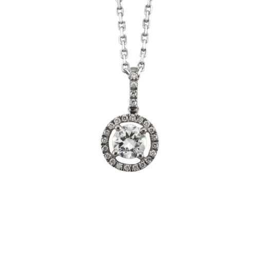 Collier Pendentif sur Chaine Diamant Or Blanc 58 Facettes