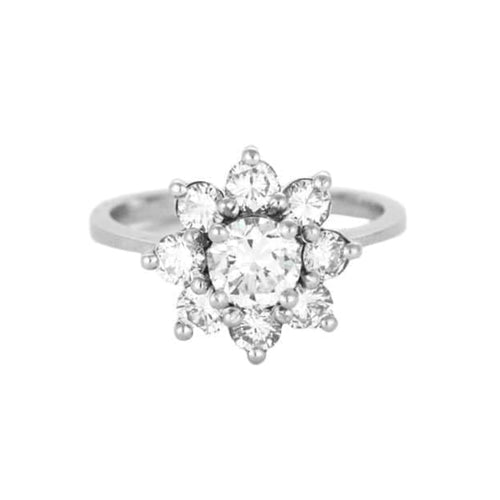 Bague 55 Marguerite Diamant en or blanc 58 Facettes 250129