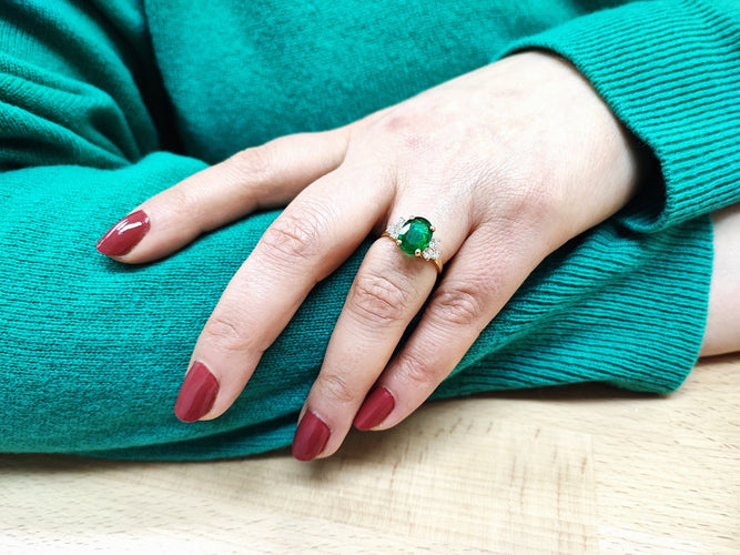 Bague 55 Bague émeraude et diamants 58 Facettes Bag.Em.Ep.FA.25