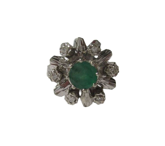 Bague 54 Bague Pompadour or blanc, émeraude et diamants 58 Facettes