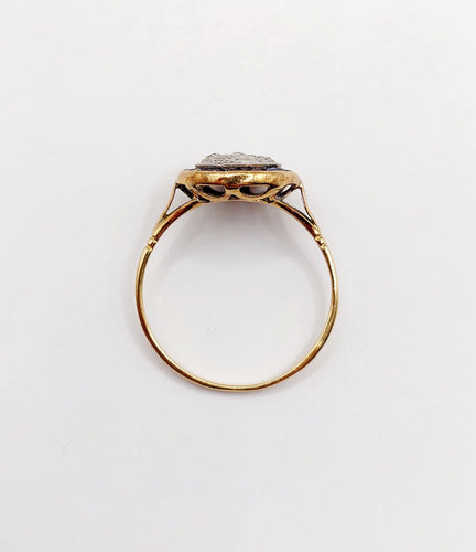 Bague 59 Bague cible Art déco en or 18k, diamants et saphirs synthétiques 58 Facettes A06447