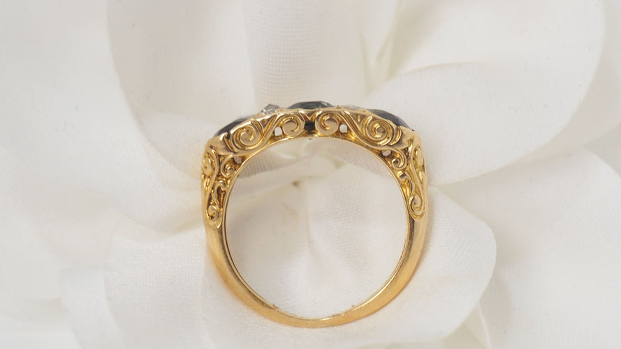 Strumpebandsring Safir diamanter